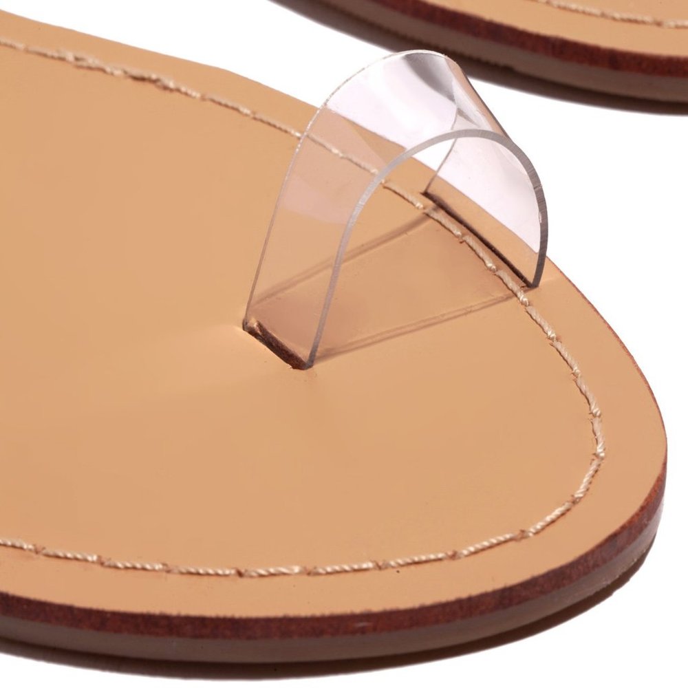 NEW🔥 Transparent Clear Open Toe Loop Ring Slide Flat Sandals Flip Flops Slip-On - Picture 9 of 9